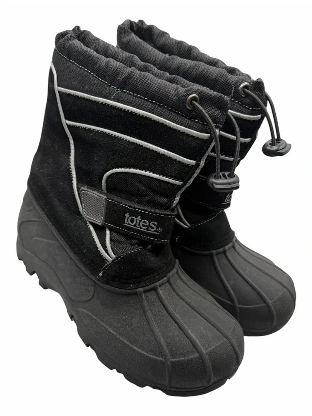 TOTES Todd Suede Waterproof Insulated Snow Boots Boys Size 4 Rubber Sole Winter